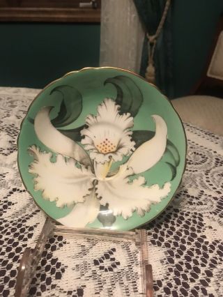 Paragon Double Warrant Green Orchid Cup And Saucer 11