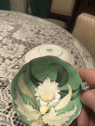 Paragon Double Warrant Green Orchid Cup And Saucer 6