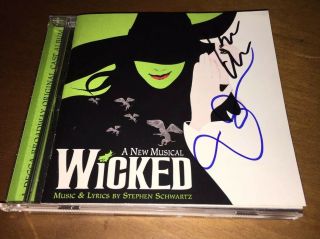 Idina Menzel Kristin Chenowith Signed Wicked Cd Broadway Defying Gravity