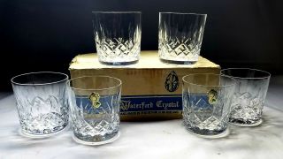 Vintage Waterford Crystal Lismore Set Of 6 Old Fashioned 3 3/8 " 9 Oz Tumblers