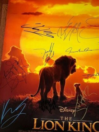 The Lion King DS Movie Poster CAST SIGNED Premiere Disney Simba Mufasa Beyonce 2