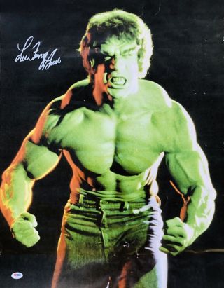 Psa/dna Incredible Hulk Lou Ferrigno Signed Autographed 20x24 Movie Photo Poster