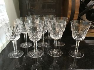 Waterford Crystal Lismore Claret 5oz.  5 7/8 Tall Wine Glasses Set Of 9