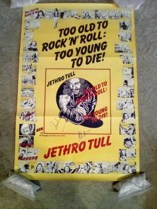 Jethro Tull Autographed 1976 Poster Too Old To Rock And Roll Too Young To Die