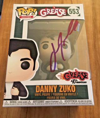 John Travolta Grease Danny Zuko Autographed Funko Pop Beckett Certified