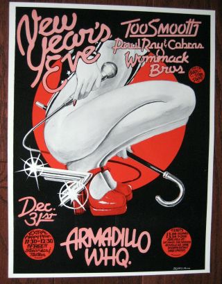 1976 Stevie Ray Vaughan Years Eve Armadillo Concert Poster