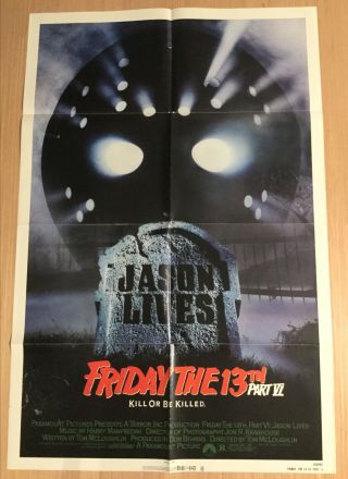 Friday The 13th Part 6 Jason Lives 1986 1 - Sheet Movie Poster