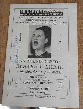 Vintage Autographed Theater Playbill An Evening With Beatrice Lillie 2