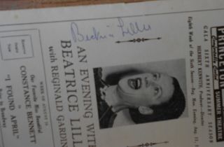 Vintage Autographed Theater Playbill An Evening With Beatrice Lillie 3
