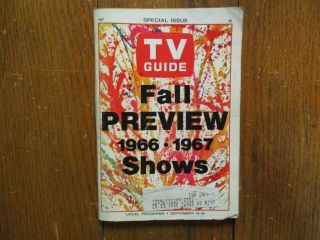 Sept - 1966 FALL PREVIEW TV Guide (THE GREEN HORNET/THE MONKEES/STAR TREK/THAT GIRL 3