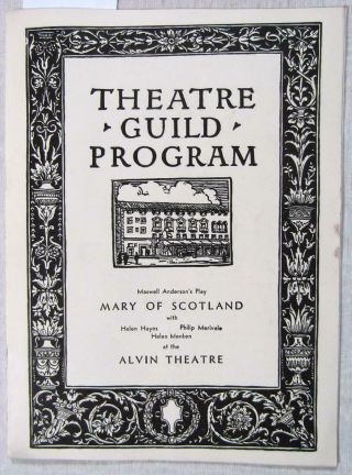 1934 Helen Hayes Performance Program – “mary Of Scotland” – Nyc Alvin Theatre