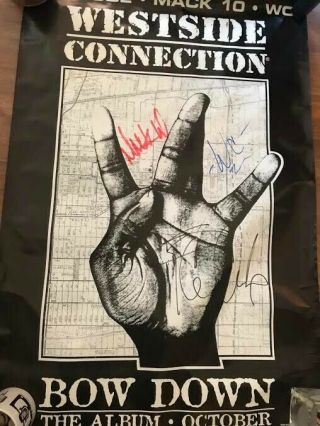 Poster Westside Connection Autographed By Ice Cube,  Mac 10 And W.  C.  1998 Vintage