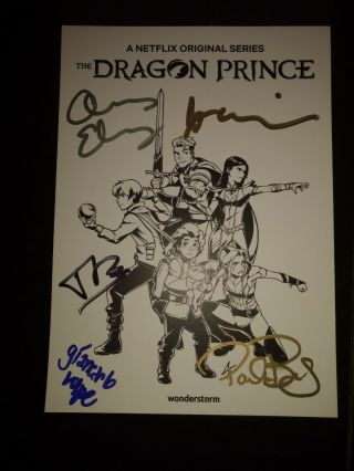 Nycc 2018 Netflix The Dragon Prince Cast Signed 7x5 " Card