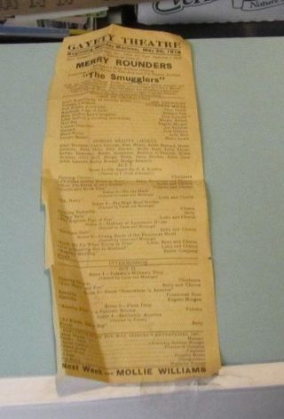 1918 Gayety Theatre Boston Merry Rounders The Smugglers Handbill,  Exit Plan