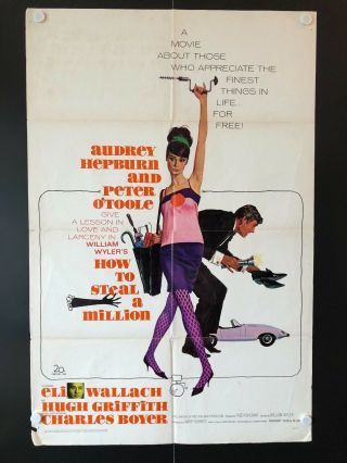 How To Steal A Million One Sheet Movie Poster 1966 - 27 " X 41 " Vg,  /ex