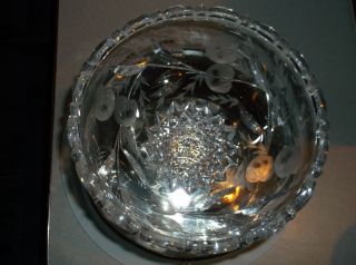 Signed Hawkes Cut Glass Bowl With Fruit Motif Abp