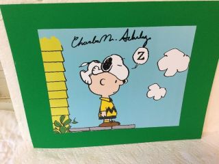 Charles M Schulz Signed Signature Autograph on Charlie Brown Snoopy Lithograph 4
