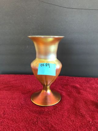 Signed L.  C.  T.  Tiffany Studios Favrile Miniature Egyptian Vase Gold Iridescence