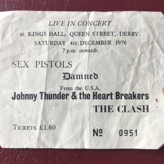 Sex Pistols Cancelled Concert Ticket Stub.