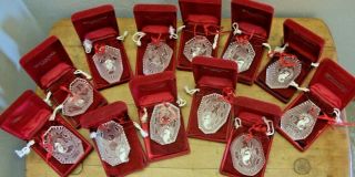 Waterford Crystal 12 Days Of Christmas Ornament Set Complete 1982 - 1995 Box Tree