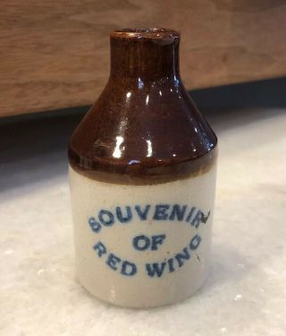 Antique Red Wing Advertising Miniature Stoneware Jug Crock Souvenir Of Red Wing