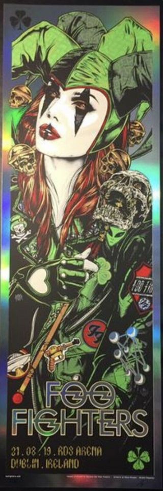 Foo Fighters Foil Variant /95 Poster Rds Arena Dublin Ireland 2019 Rhys Cooper