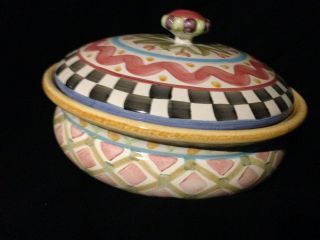 Mackenzie Childs Ceramic Casserole Soup Tureen Large Piccadilly Lidded