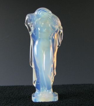 Sabino France Fiery Opalescent French Art Glass Figurine Of A Nude Woman W/lamb