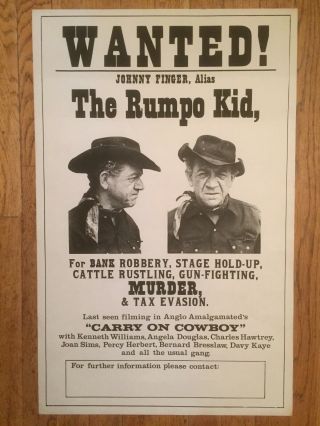 Carry On Cowboy The Rumpo Kid 1966 British Film Poster Sid James