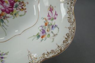 Franziska Hirsch Dresden Hand Painted Floral & Gold 10 Inch Bowl Circa 1901 - 1930 5
