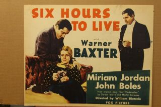 Six Hours To Live Movie Poster 1932 Warner Baxter Miriam Jordan