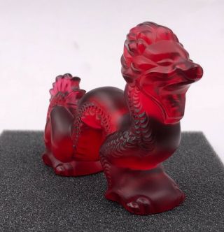 1990s Lalique French Red Crystal Dragon Frosted Crystal Signed No.  19 W/Box 2