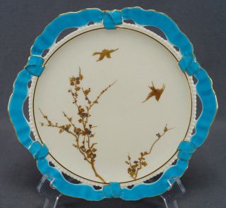 Brown Westhead Moore Turquoise Ribbon & Platinum & Gold Aesthetic Bird Plate B