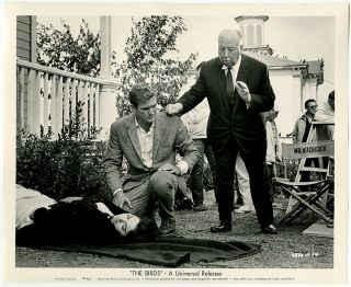 Alfred Hitchcock On Set Directing Rod Taylor The Birds Vintage 1963 Photograph