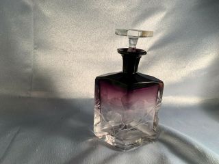 Vintage Moser Harrach Intaglio Cut Floral Art Glass Perfume Bottle Low Us Ship