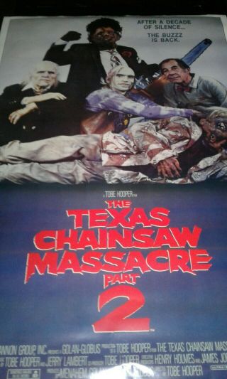 THE TEXAS CHAINSAW MASSACRE PART 2 (1986) MOVIE POSTER 27x41 EX Shape 2