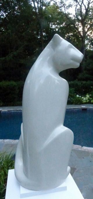 Vintage Royal Haeger White Seated Panther Big Cat 6048 Ceramic - 21 