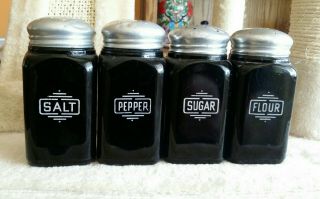 Mckee Black Amethyst Small Box Square Salt Pepper Flour & Sugar Range Shakers