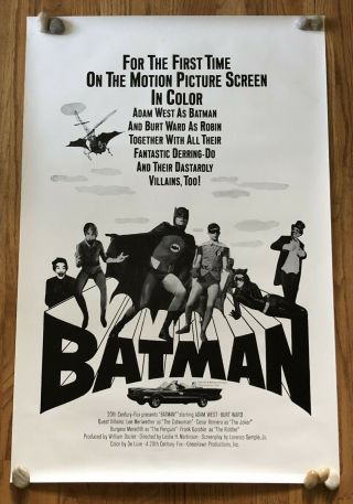 Batman 1966 Movie Poster 1980s B&w Adam West Catowman Penguin Riddler Joker Big