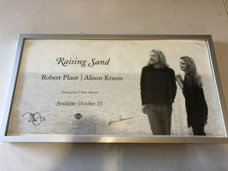 Robert Plant Alison Krauss " Raising Sand " Hand Signed Framed Poster Very Rare