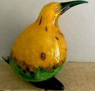 Signed Franco Moretti Murano Glass Bird Penguin Chubby 8” Art Glass Italy A34