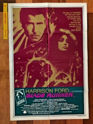 Vintage 1982 Blade Runner One Sheet Movie Poster Australian Art Variant Vgc - Exc