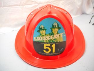 Emergency 51 Fireman Helmet Toy,  Placo Toys,  1975,  Universal Studios,  Red,