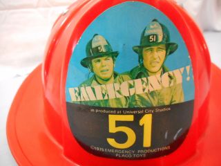 Emergency 51 Fireman Helmet Toy,  Placo Toys,  1975,  Universal Studios,  Red, 2