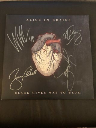 Alice In Chains Signed Black Gives Way To Blue Record Autographed By Band Vinyl