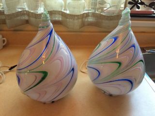 Murano Glass Century Exclusive Pair Multi Color Desing Table Lamp 12’’1/4
