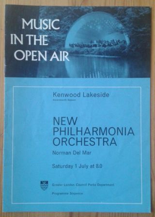 Philharmonia Orchestra Programme Kenwood Lakeside 1st July Music In Open Air