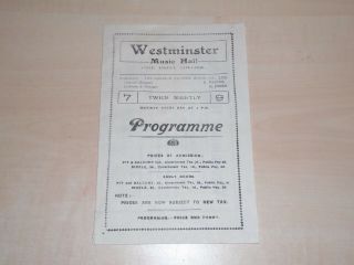 Dec 1918 Liverpool Westminster Music Hall South Street Programme Variety Bill