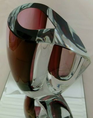 KOSTA BODA MIRAGE LARGE Vase Goran Warff Art Glass Red Maroon Gray 3