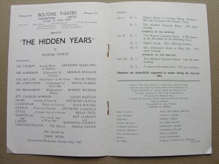 1947 The Hidden Years Travers Otway Boltons Theatre Club Hugh Pryse James Hayter
